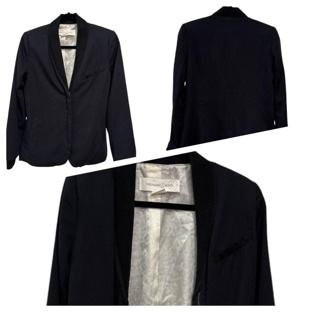 Treasure & Bond Collared Bomber Jacket zip front size XS